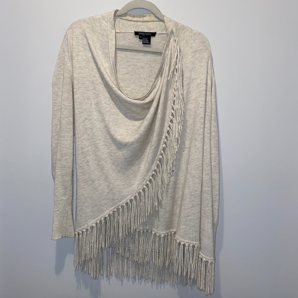 Etcetera Draped Cardigan Sweater with Tassels